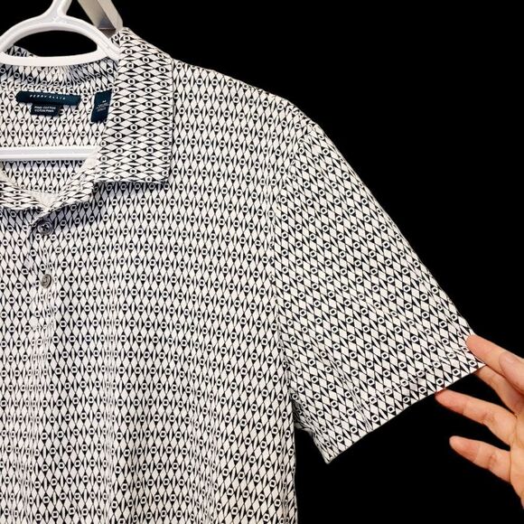 2/$20 Perry Ellis Black & White Polo Golf Shirt - Picture 2 of 4